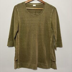 POETRY Hemp Cotton Tunic Women 8 Army Green Quiet Luxury Minimalist Lagenlook
